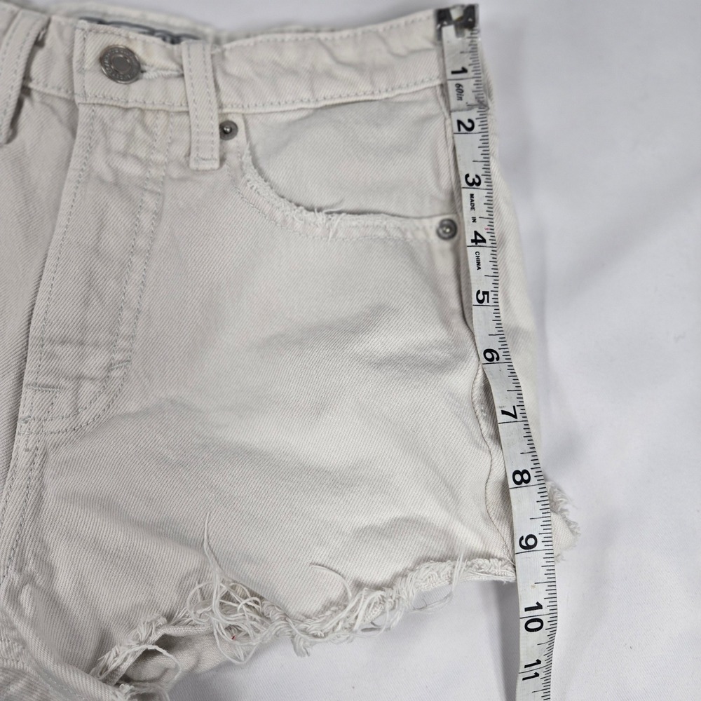 Lucky Brand Denim Luck Pins Shorts Distressed Frayed Hem Cone Denim‎ Sz 0/25 Y2K - Picture 7 of 11
